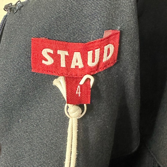 STAUD Joli Open-Back Full Skirt Maxi Dress Gown Navy Blue NWT Size 4 - Picture 6 of 16